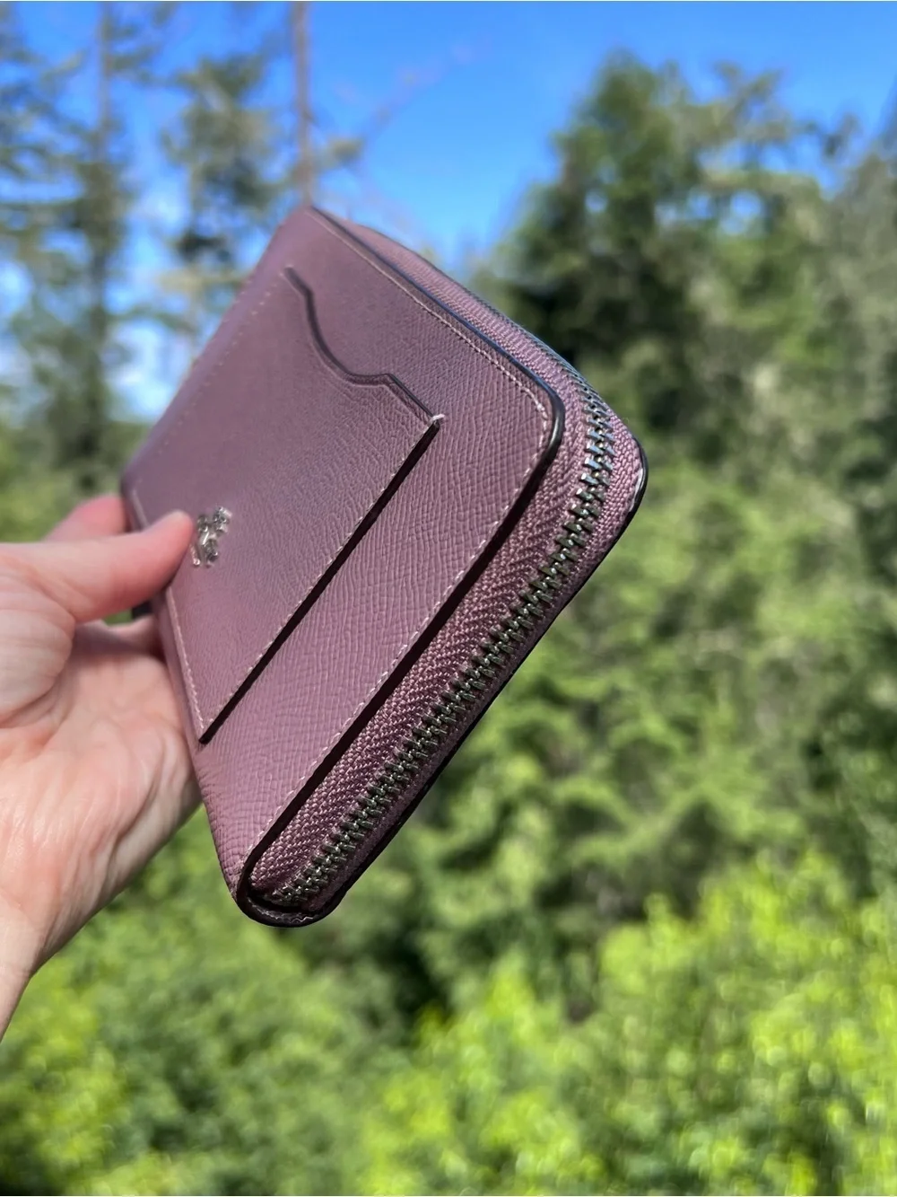 COACH Crossgrain Leather Wallet Purple with Silver Hardware AUTHENTIC